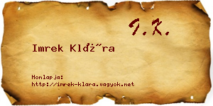 Imrek Klára névjegykártya